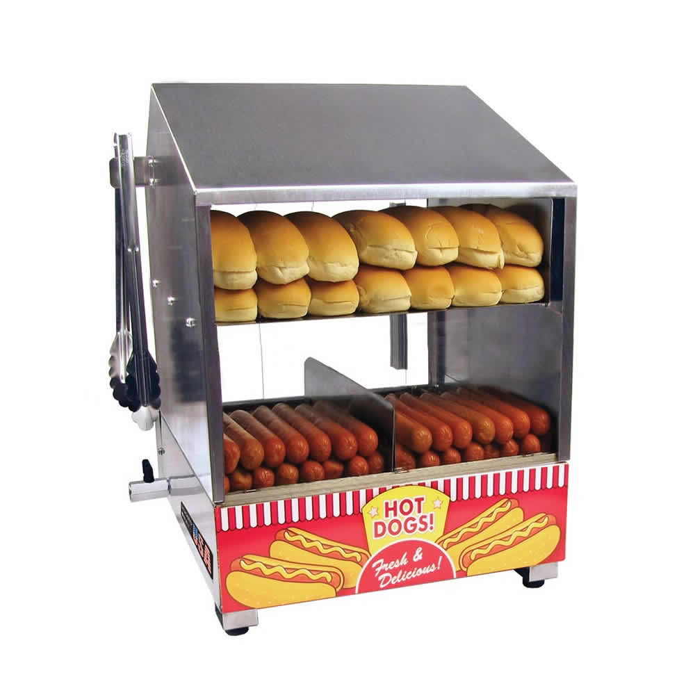 Machine à Hot Dog Professionnelle Appareil Hot Dog pour Restaurant rapide supermarché Puissance 538 Watts, 4 Fentes à toast 