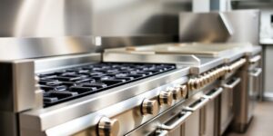 LPG catering equipment in a commercial kitchen.