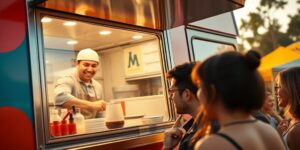 Food truck serving food at outdoor event