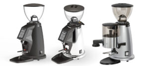 Fracino coffee grinders with polished metal finishes.