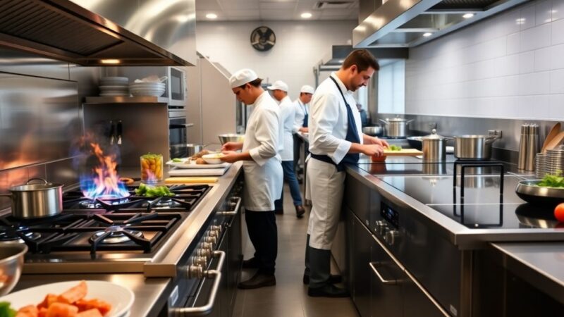 Chefs using LPG and electric kitchen equipment