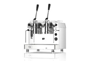 Gas Fracino retro coffee machine, chrome and red