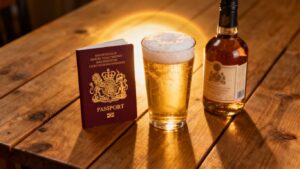UK liquor license application items and drinks.