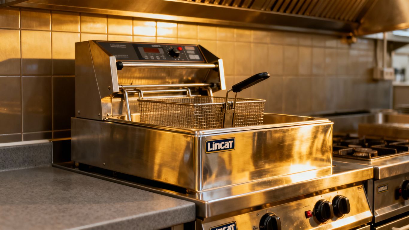 Commercial Lincat fryer in a modern kitchen.