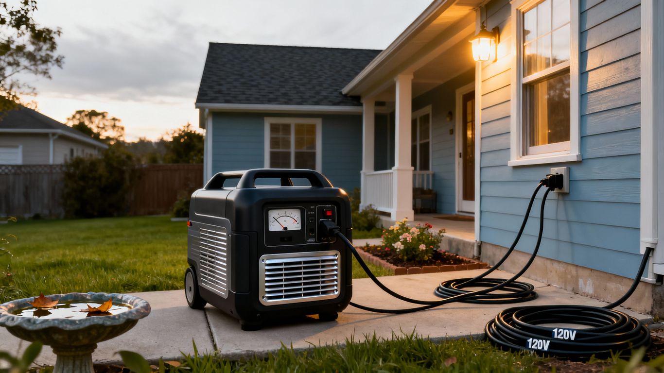 House with generator during a power outage.