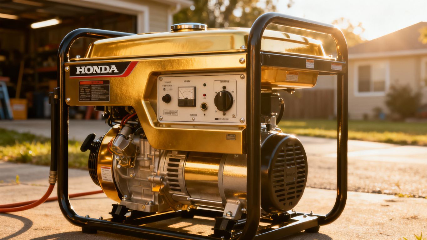 Honda generator outdoors, ready for service.