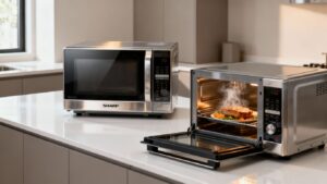 Latest Sharp microwave ovens in a modern kitchen.