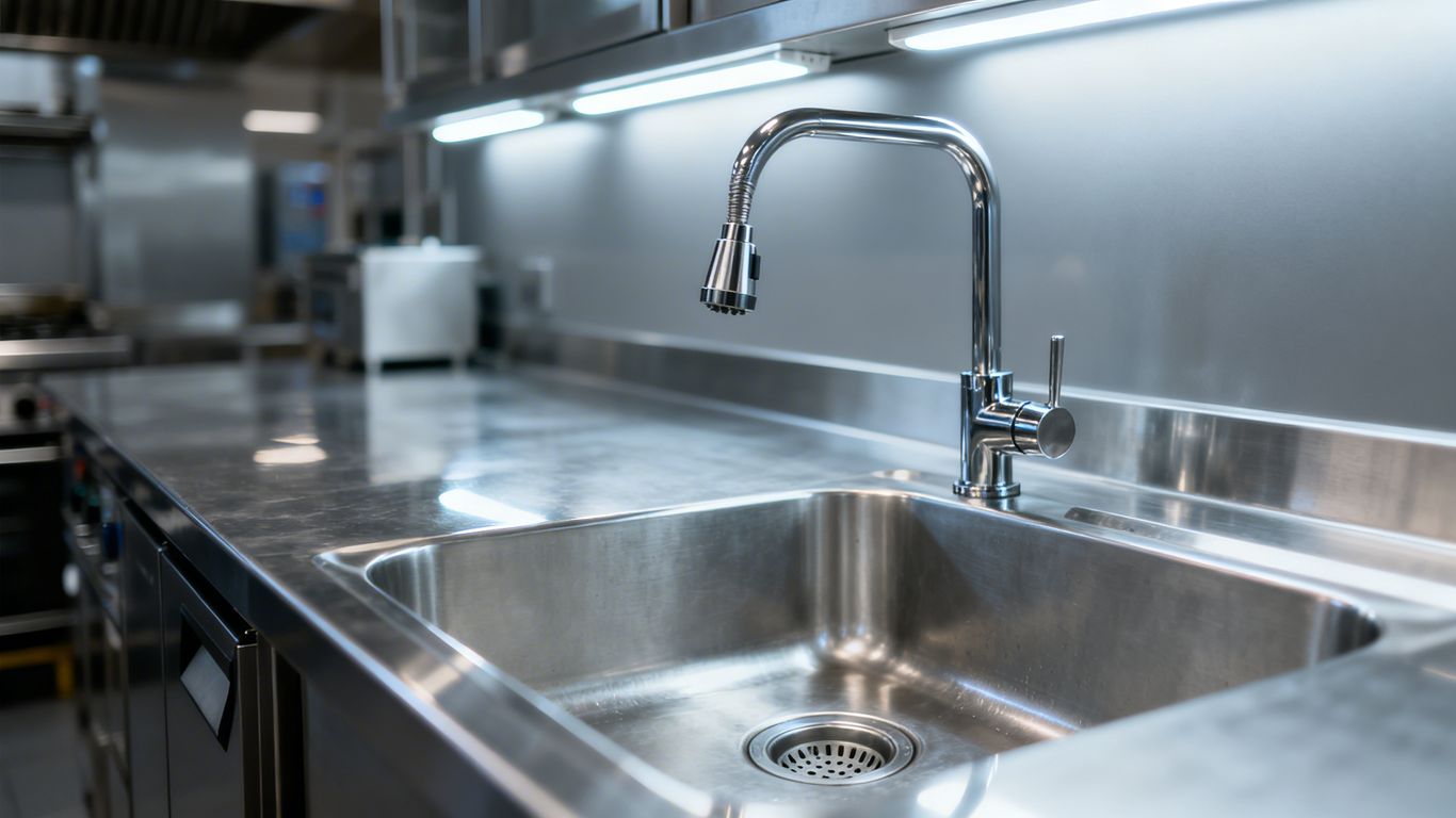 Commercial sink in a professional kitchen.