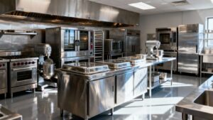 Quality second hand catering equipment in a UK kitchen.