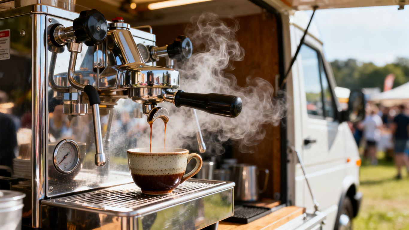 LPG coffee machine on a mobile catering van