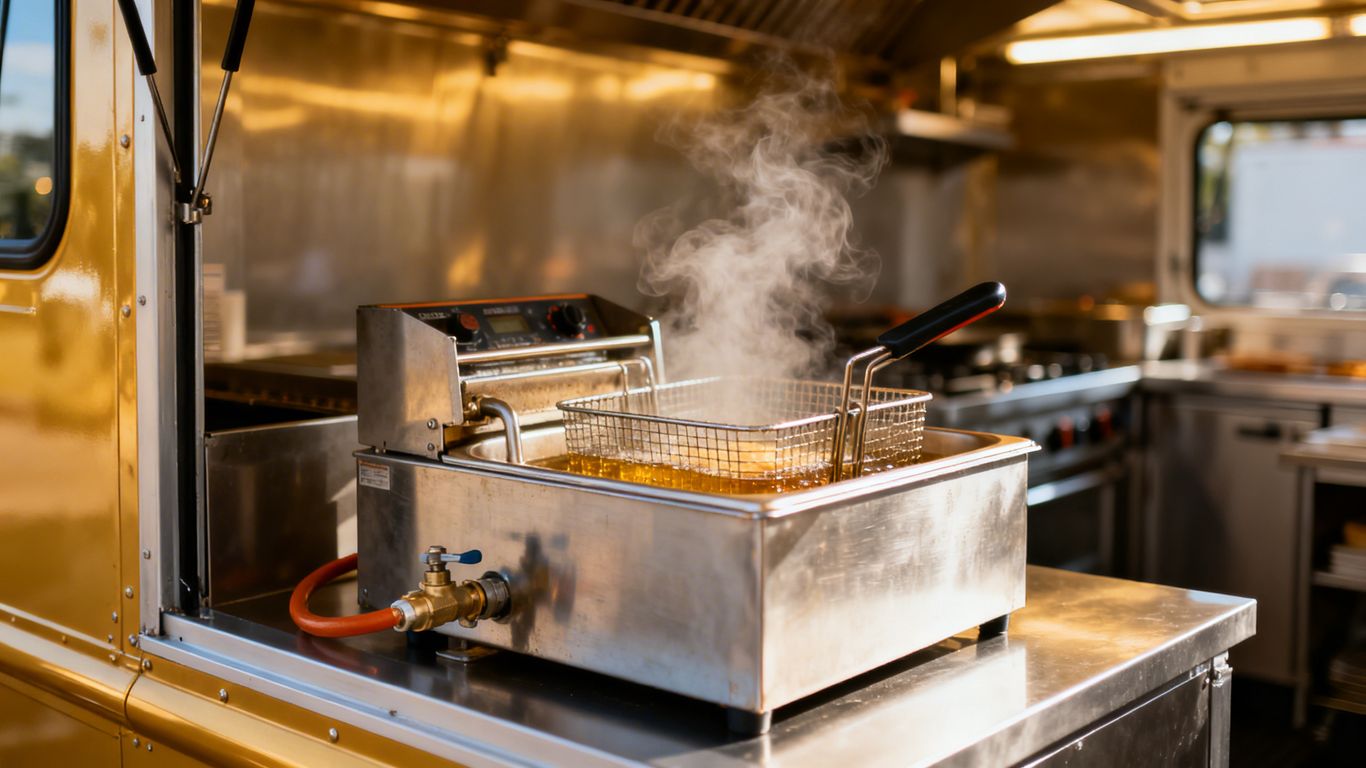 LPG fryer inside a food truck