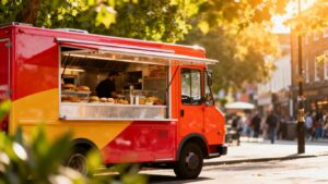 Food truck for sale on a UK street.