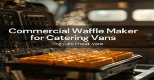 Commercial LPG waffle machine in a mobile catering van