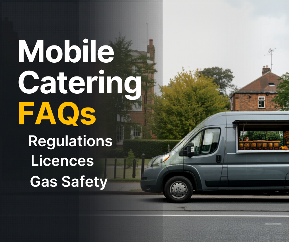 Mobile catering van at a UK outdoor pitch illustrating regulations, licences and gas safety for mobile caterers
