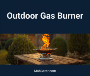 Outdoor gas burner for garden cooking and mobile catering
