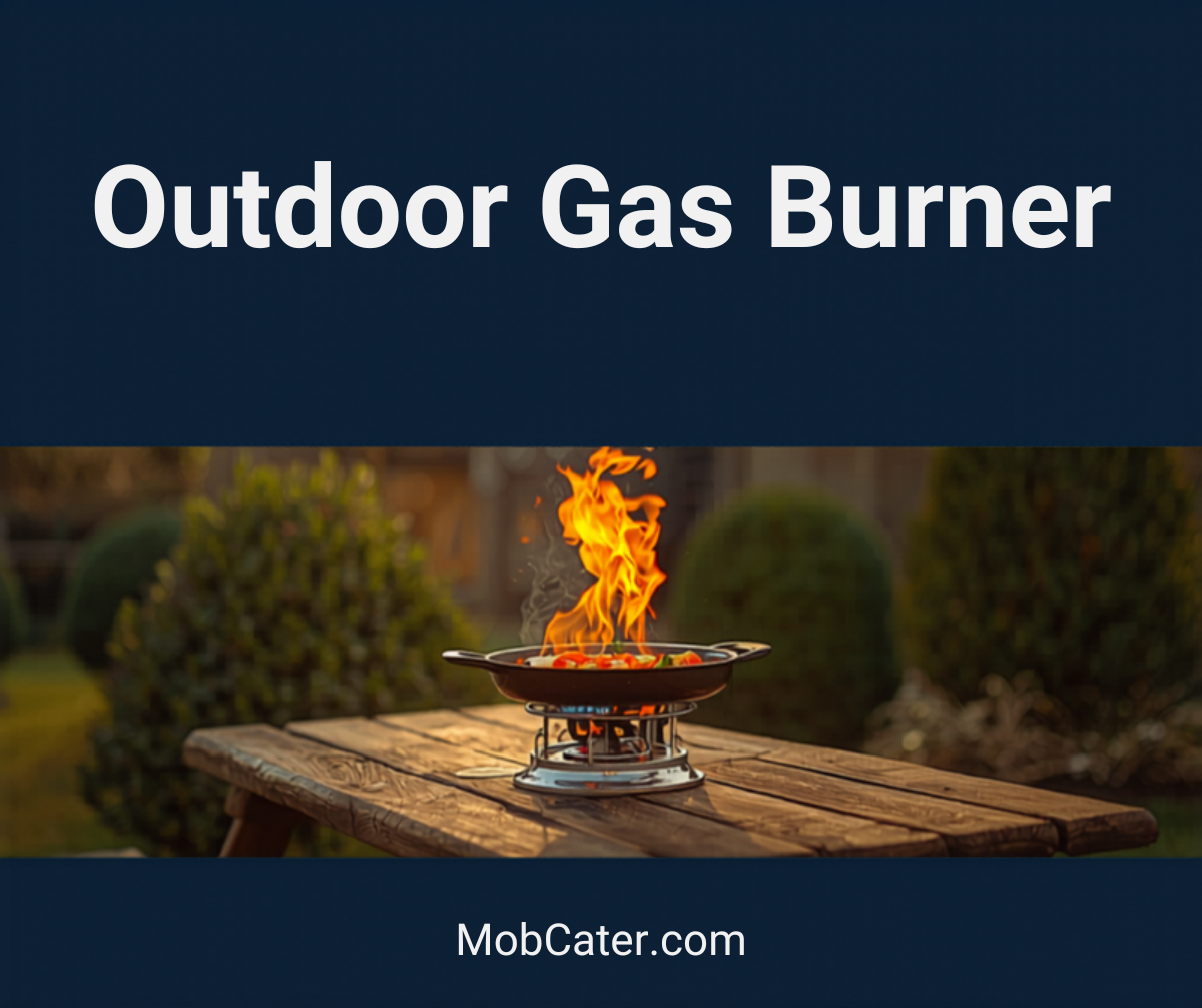 Outdoor gas burner for garden cooking and mobile catering