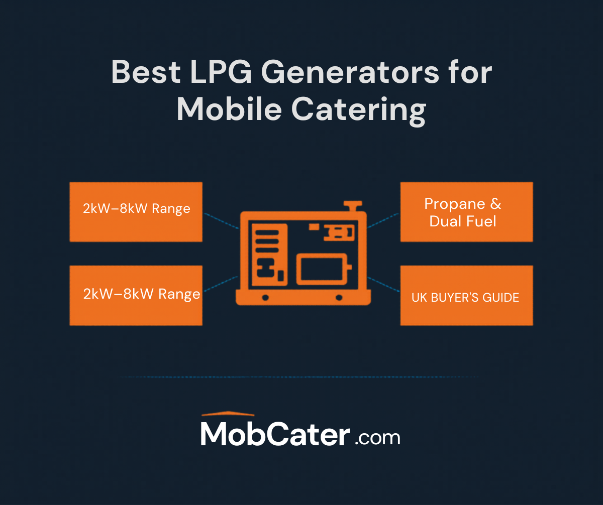 Best LPG generators for mobile catering UK buying guide infographic