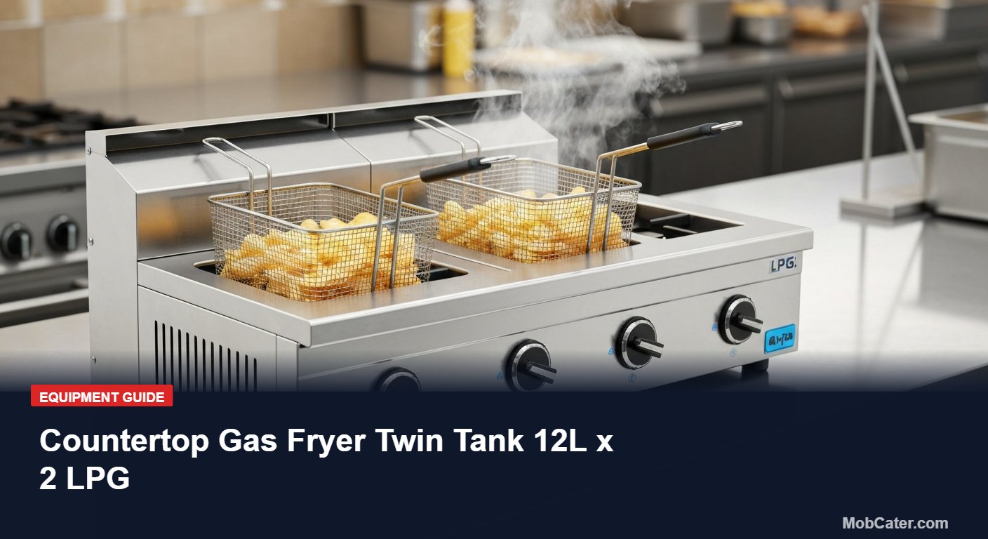 Countertop Gas Fryer Twin Tank 12L x 2 LPG - Mobile Catering Equipment UK