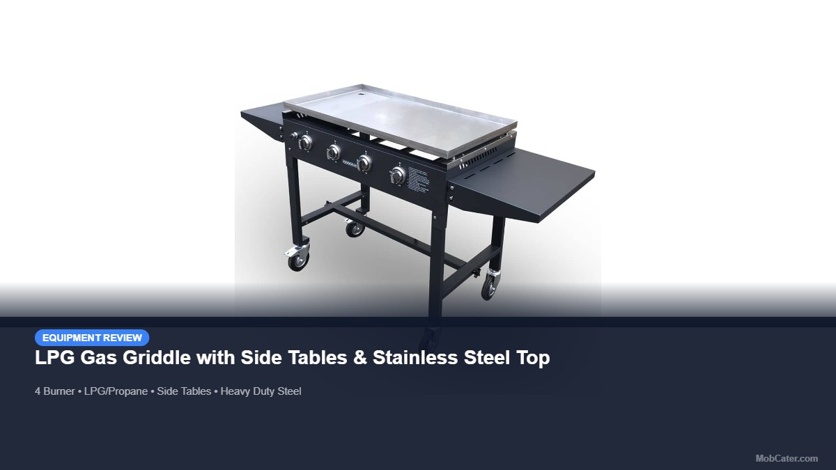 LPG Gas Griddle with Side Tables & Stainless Steel Top product photo for mobile catering