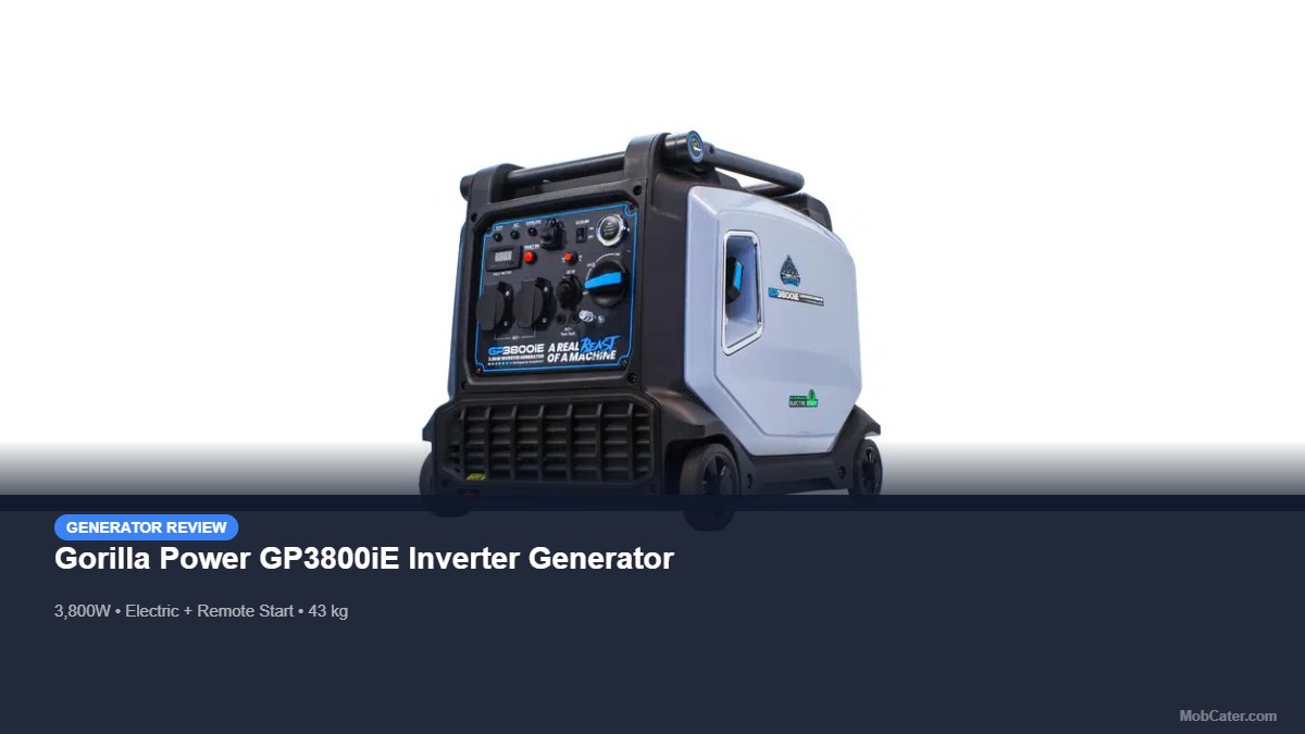 Gorilla Power GP3800iE inverter generator with electric start for mobile catering