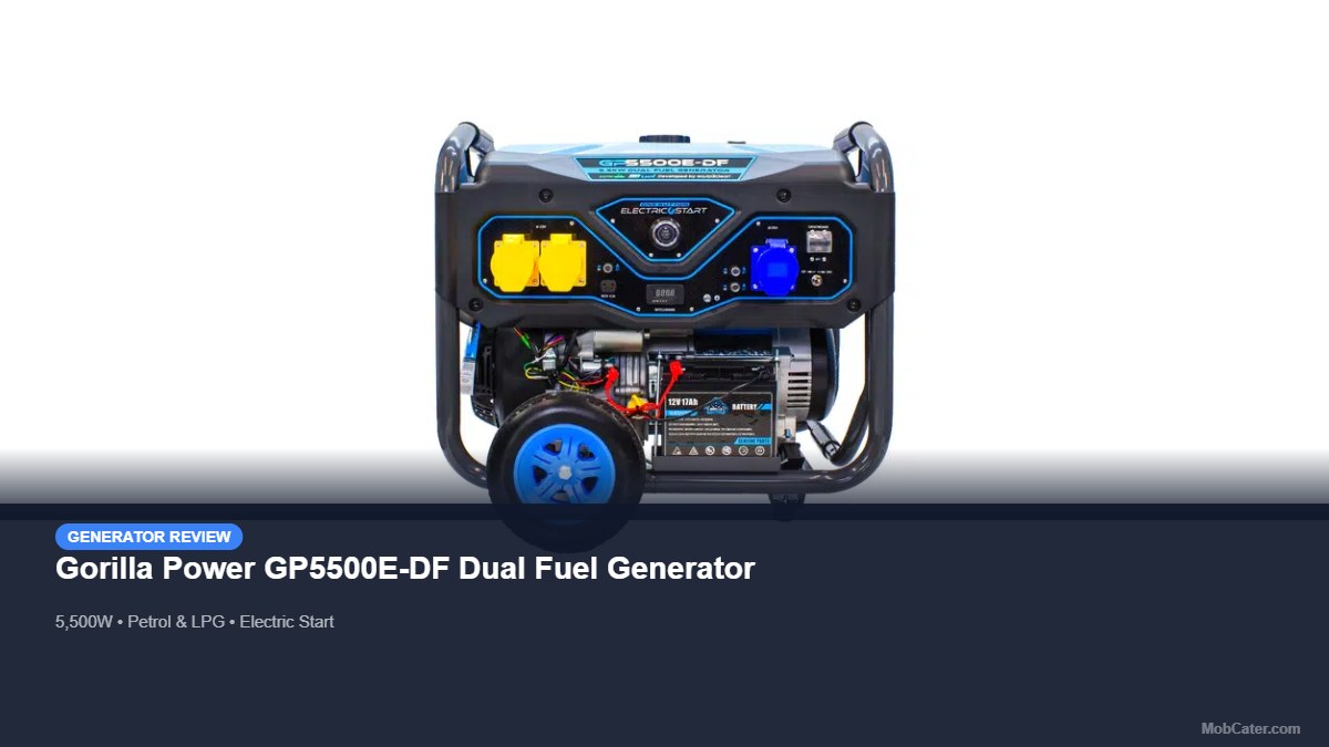 Gorilla Power GP5500E-DF dual fuel generator for mobile catering