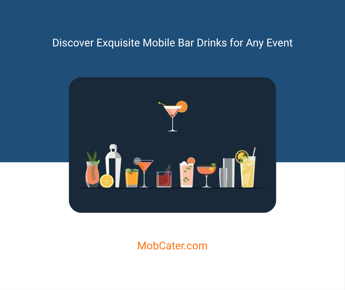 Mobile bar drinks selection for event catering