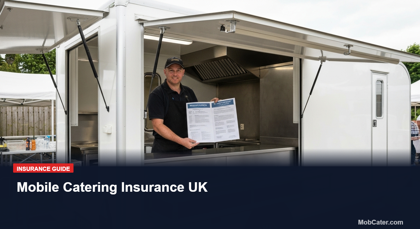 UK mobile caterer checking public liability insurance certificate at an event pitch