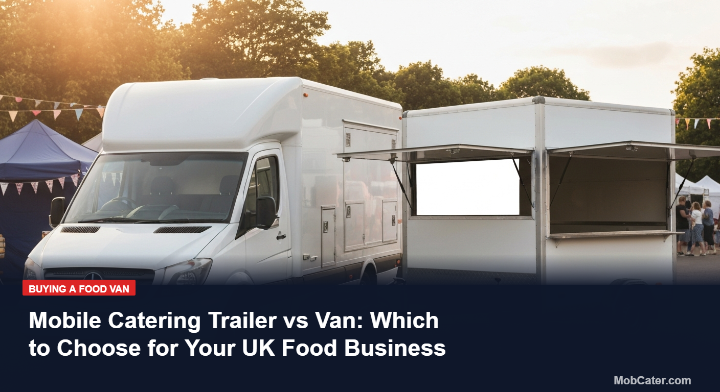 Mobile catering food van and trailer side by side at UK outdoor food market - MobCater.com