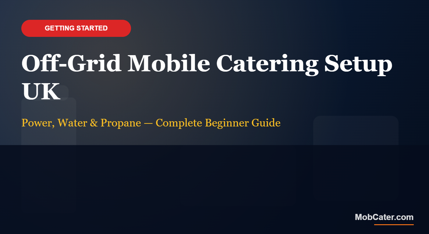 Off-grid mobile catering setup with LPG generator, propane cylinders and portable water system for UK food vans and catering trailers