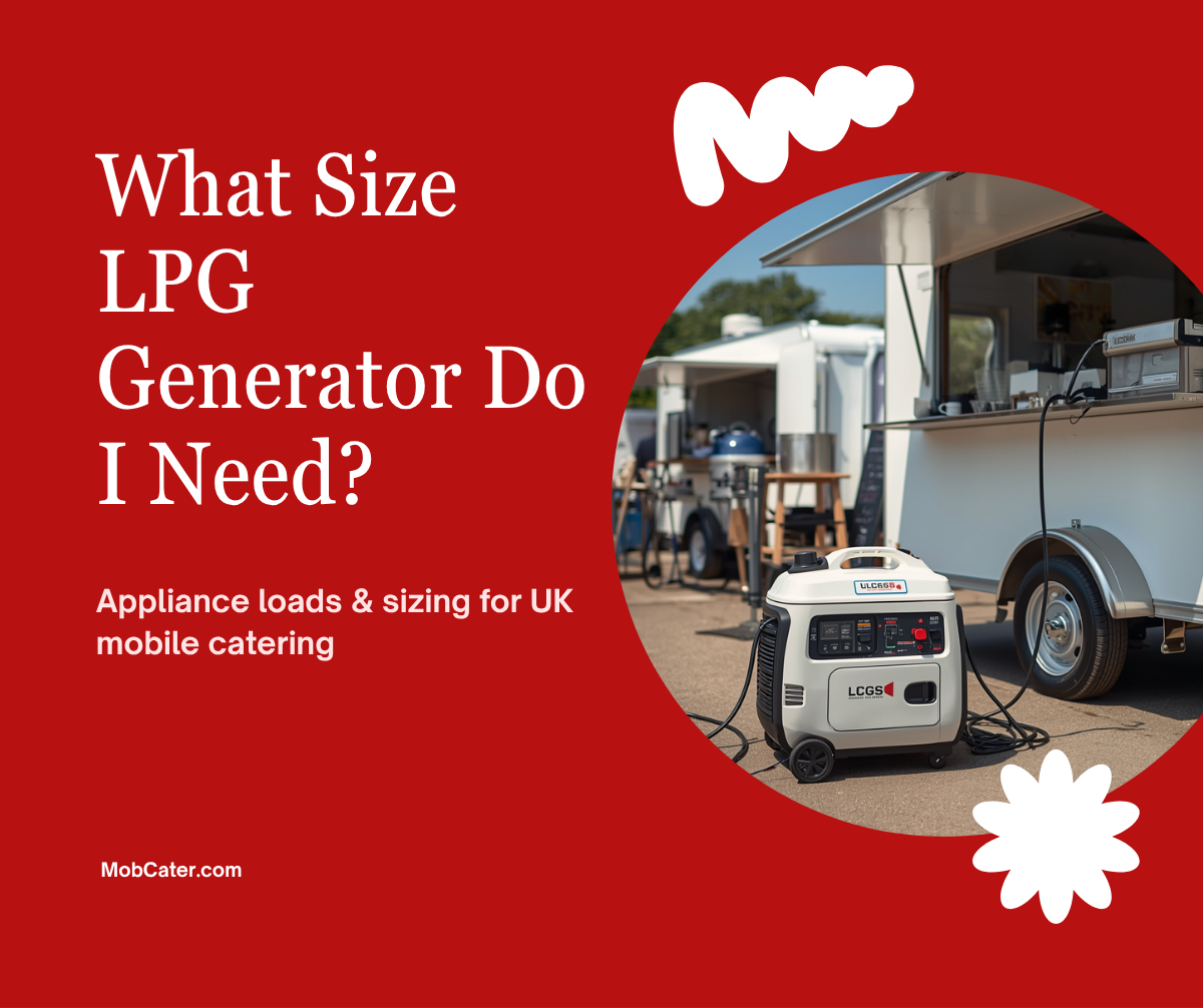 LPG generator sizing for UK mobile catering - 3kW 5kW 7kW appliance loads