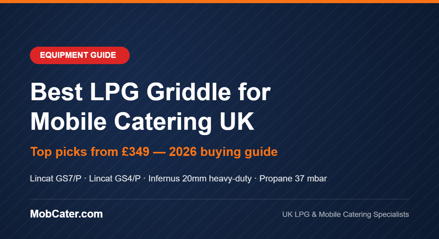 Best LPG griddle for mobile catering UK 2026 buying guide — Lincat GS7/P, GS4/P and Infernus propane griddles from £349
