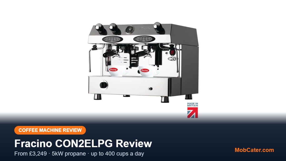 Fracino CON2ELPG 2 group automatic dual-fuel LPG coffee machine for mobile coffee vans, from £3,249