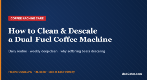 Guide to cleaning and descaling a Fracino CON2ELPG dual-fuel coffee machine for mobile catering