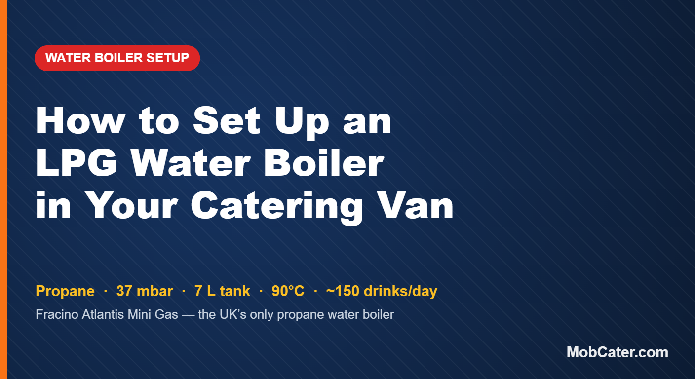 Step-by-step setup of a propane LPG water boiler in a mobile catering van using the Fracino Atlantis Mini Gas