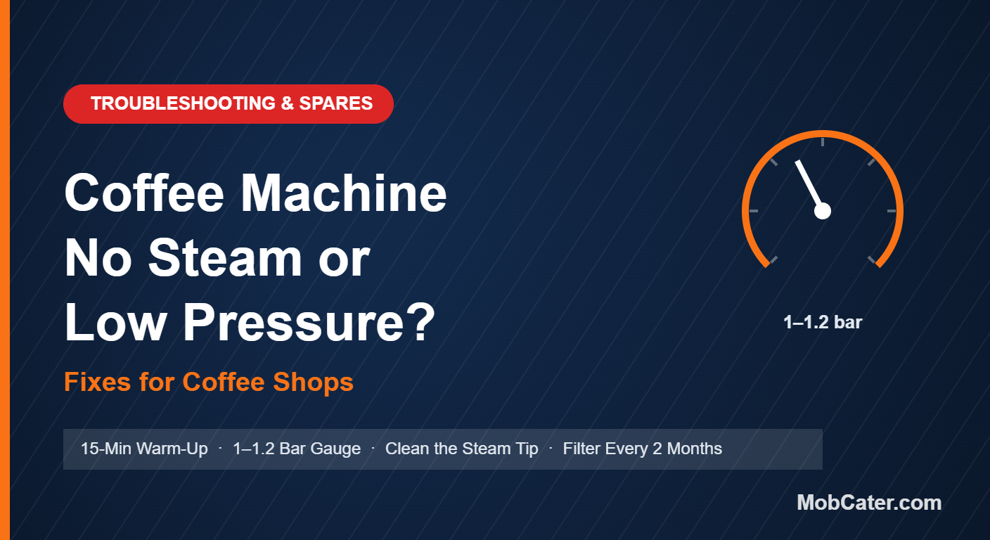 Commercial coffee machine no steam or low pressure troubleshooting guide for coffee shops