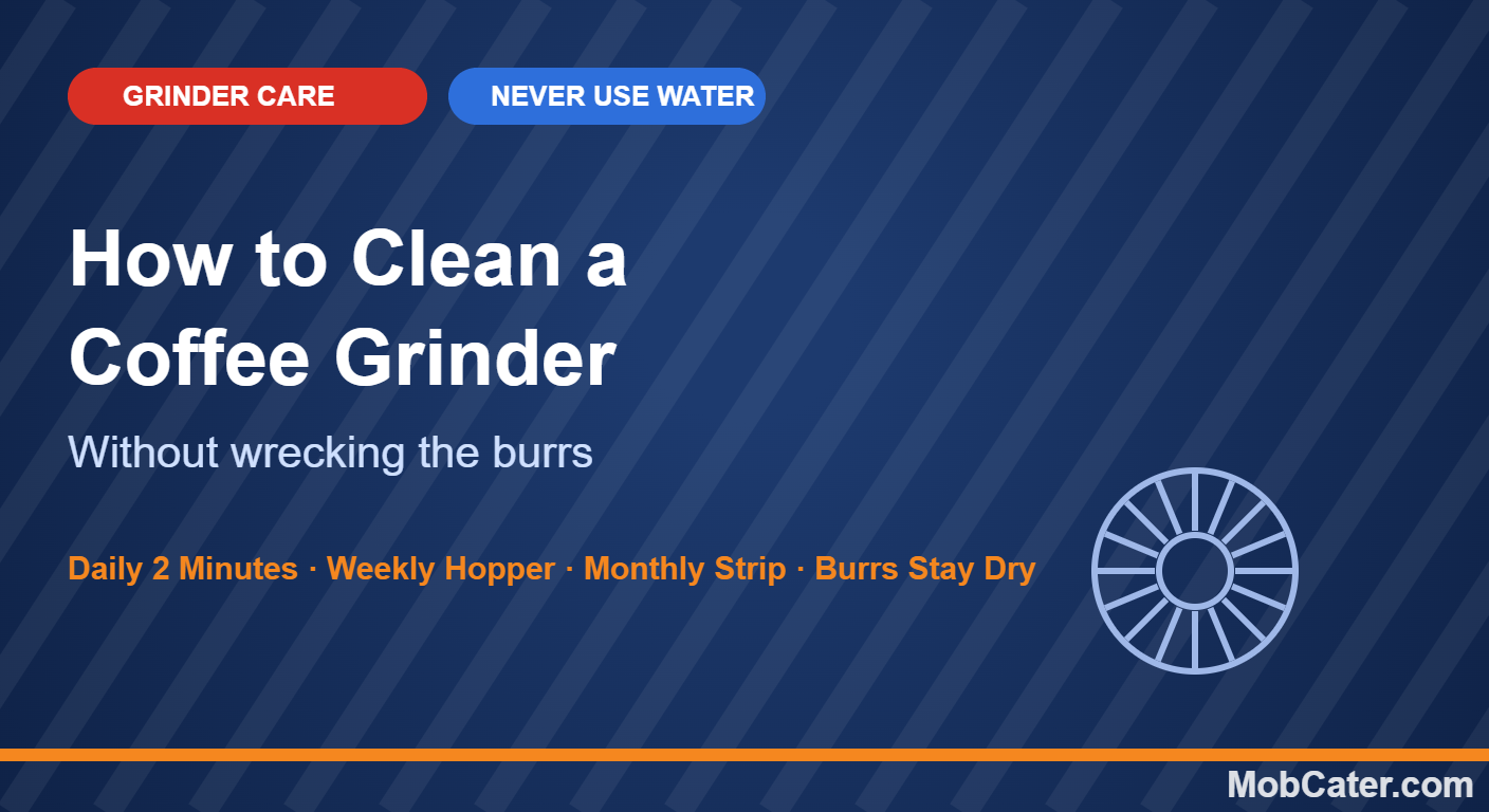 How to clean a commercial coffee grinder without wrecking the burrs — daily, weekly and monthly routine