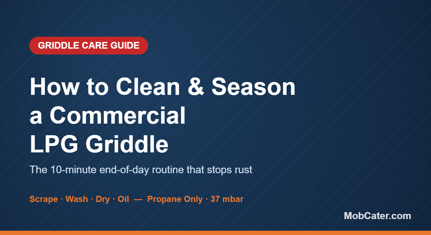 How to clean and season a commercial LPG griddle — 10-minute steel plate routine for mobile catering