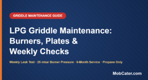 LPG griddle maintenance guide covering burner care, plate care and weekly safety checks for Lincat GS griddles