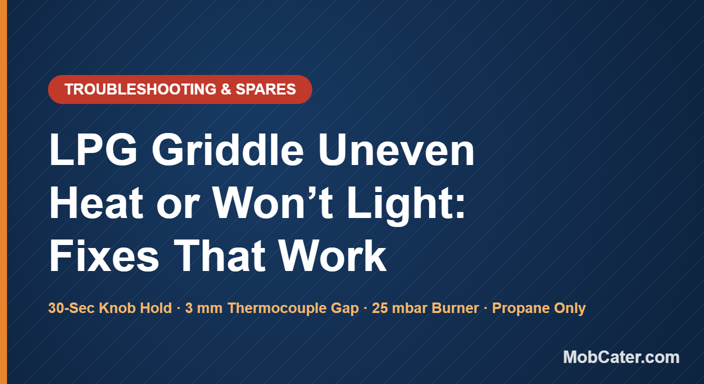 LPG griddle troubleshooting guide for uneven heat and lighting faults on Lincat GS4/P and GS7/P propane griddles