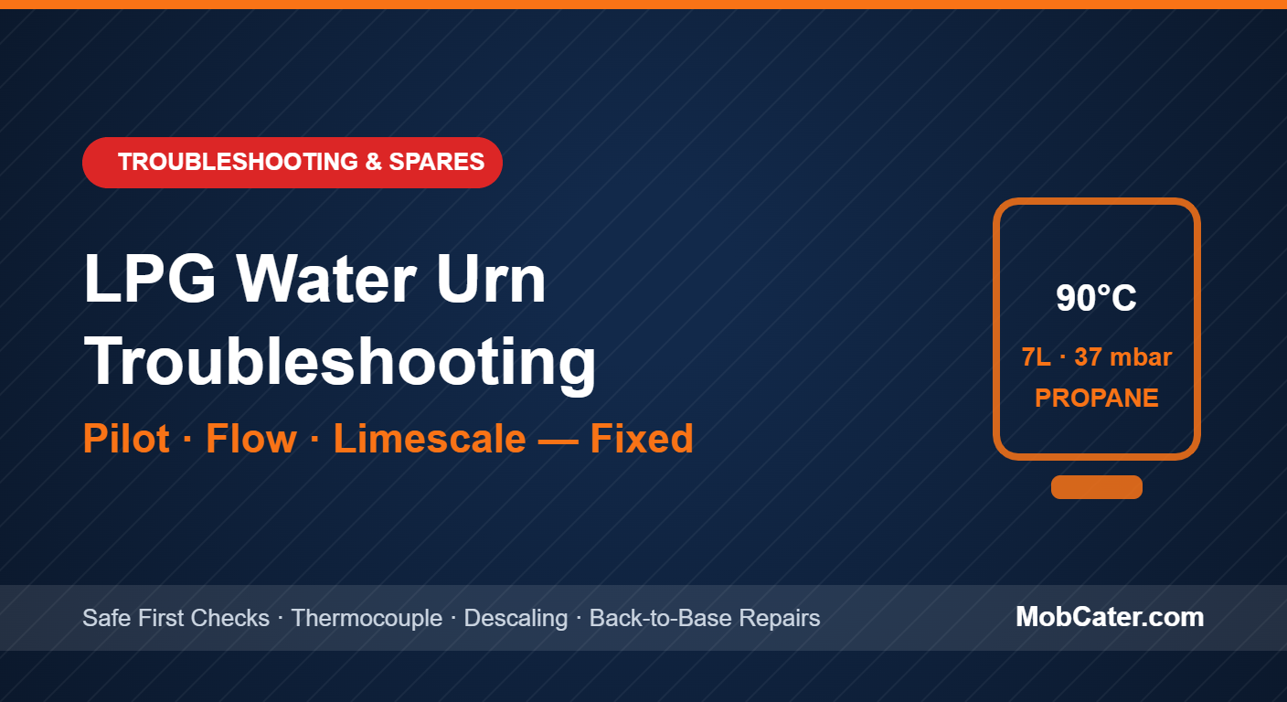 LPG water urn troubleshooting guide for mobile catering — pilot, flow and limescale fixes