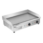 Infernus chrome electric griddle angled view with twin controls