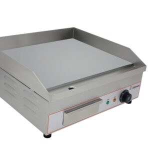 Infernus 50cm electric griddle showing steel plate and grease channel