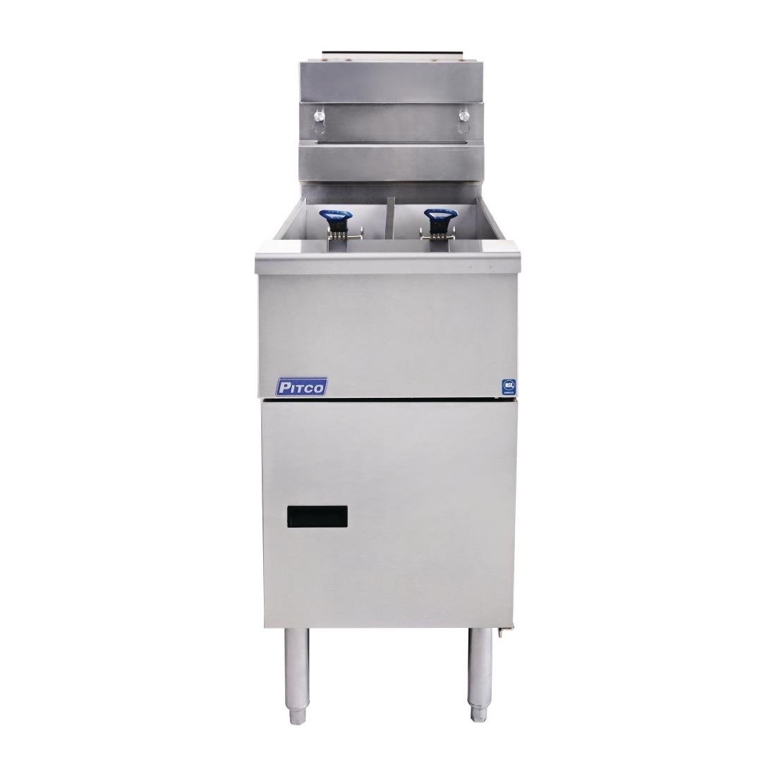 SG14TS20Front_1.jpeg Pitco SG14TS Solstice twin tank LPG gas fryer — front view