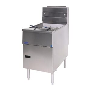 Pitco SG18S LPG fryer — right side showing twin baskets