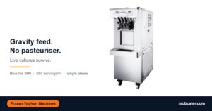 Blue Ice Spaceman S60 gravity-feed frozen yoghurt machine, 550 servings per hour, single phase, non-pasteurised for live cultures