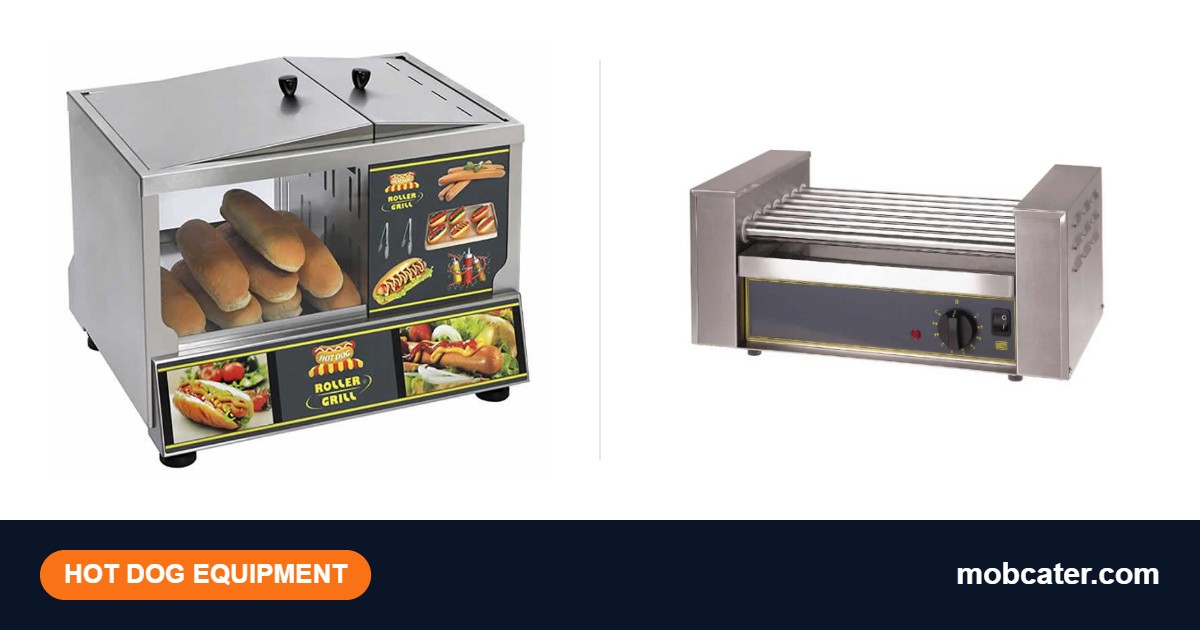 Roller Grill HDS60 hot dog steamer and RG90 hot dog roller grill side by side for mobile catering