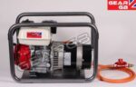 Honda GB4000HL LPG generator side view with Honda GX200 engine and LPG regulator hose