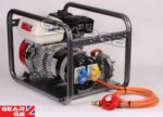 Honda GB4000HL 3.75kVA dual fuel LPG and petrol generator showing blue and yellow commando sockets