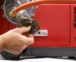 Close-up of the LPG door mount regulator fitted to the Honda EU22i
