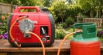 Honda EU22i LPG generator in use outdoors with a propane cylinder